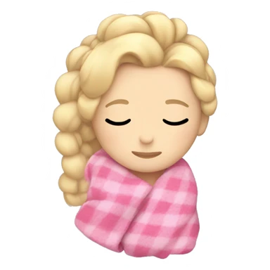 Blonde blue eyed girl sleeping with a pink blanket covering her and her hair in a messy French braid  sticker