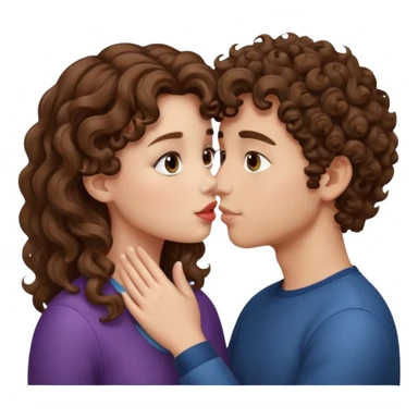 A girl with curly hair and a boy with wavy hair kiss sticker
