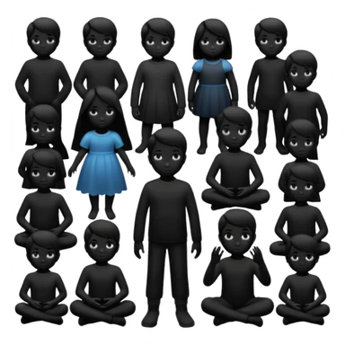 child silhouette surrounded by several larger silhouettes sticker