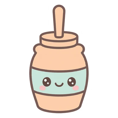 cute kawaii style emoji of a butter churn with a happy face sticker