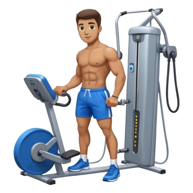 fit man with blue shorts using cable-machine sticker