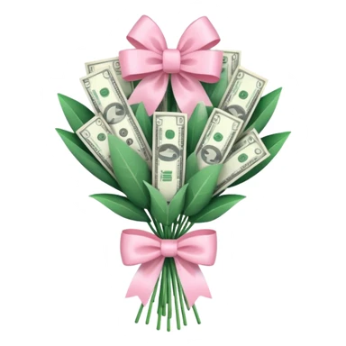Money bouquet with a light pink bow on it sticker