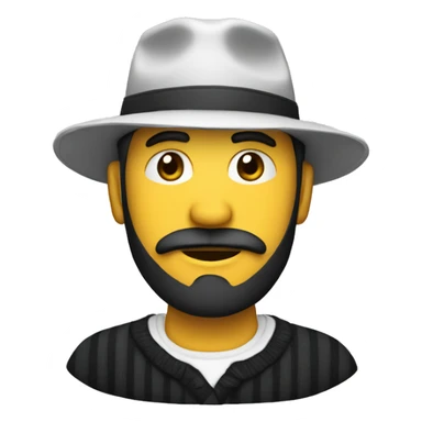 Hombre gorro de lana negro con camisa a rayas blancas y negras  sticker