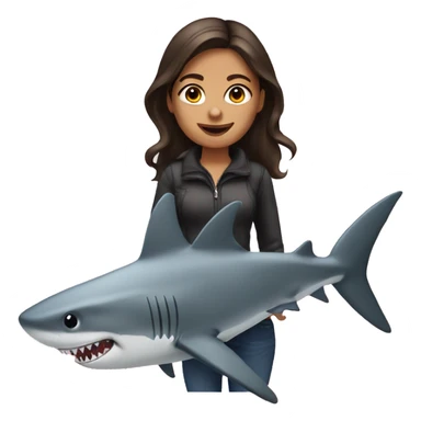Brunette girl with shark sticker