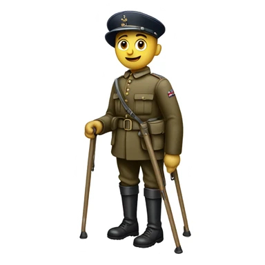 disabled ww1 soldie with amputation on crutches sticker