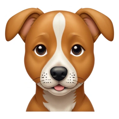 Tan dog with white stripe and freckled black nose sticker