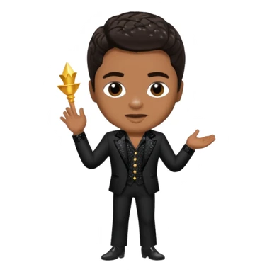 Jackie Wilson with dark brown hair, black sequin outfit sticker