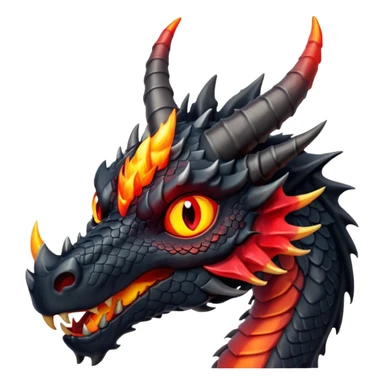 A black dragon with red flamings eyes and great black horns. sticker