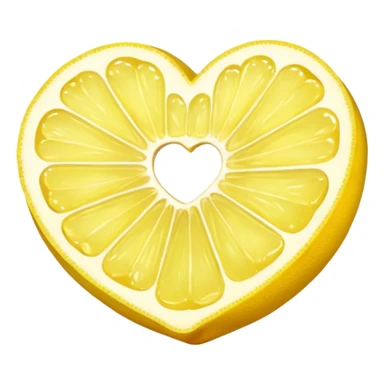 Realistic heart shaped lemon slice sticker