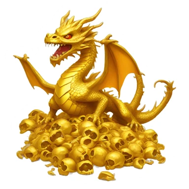 Golden dragon hoarding skulls sticker