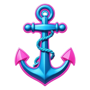 A cyberpunk neon sign with an anchor on it sticker