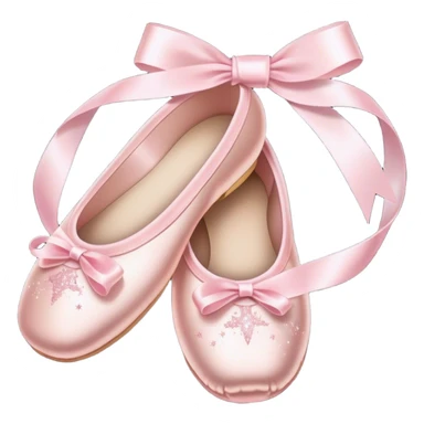 Pale pink ballet shoe ribbons, trailing stardust sticker