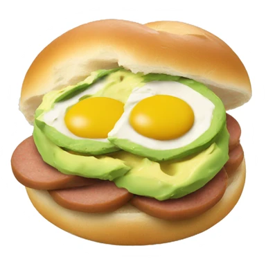 Scrambled eggs and mashed avocado and sausage bagel sticker