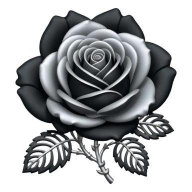 Black and silver filigree rose, 3D, extremely detailed design sticker