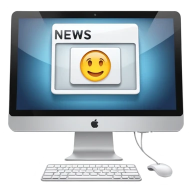 computer display with news sticker
