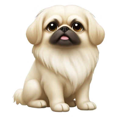 white and cream pekingese sticker