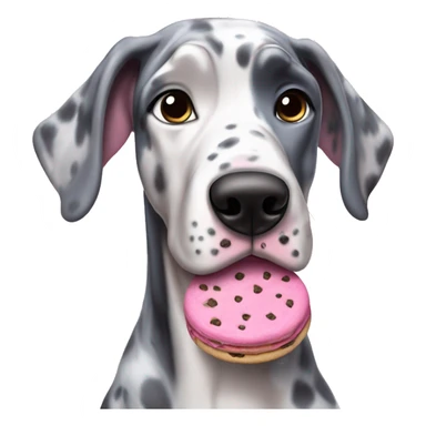 Blue Merle Great Dane eating pink cookies sticker