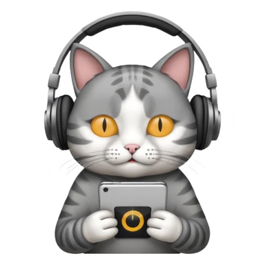 cat listening to music with headphones and eyes closed  sticker