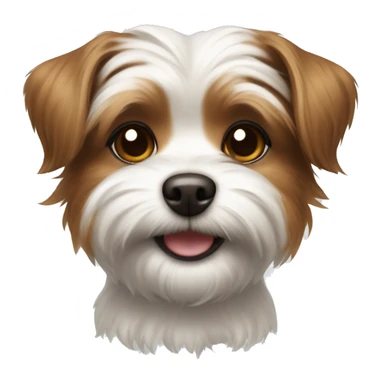 Shorkie dog white color brown spots brown ears and smiling  sticker