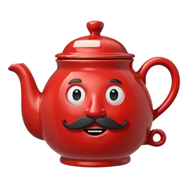 talking teapot red with mustach sticker