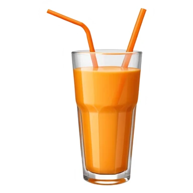 orange smoothie emoji served in a clear glass with a straw, vibrant orange color, fresh and juicy look sticker