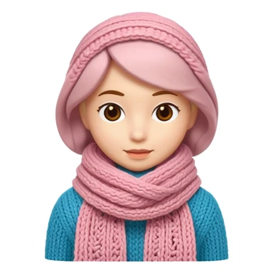 A 3D cartoon wool scarf with visible knitted stitches and gentle folds, warm colors, soft lighting, Memoji-style. sticker