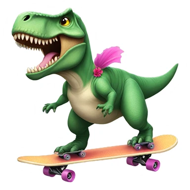 t rex wearing a tutu riding a skateboard sticker