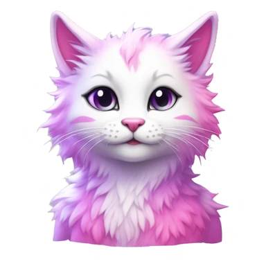 Kawaii colorful bright lilac-pink-white-gradient fantasy ethereal anthro feline fursona animal creature sticker