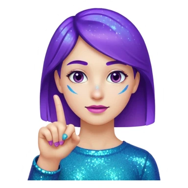Glitter Roxo e Ciano Dedo apontando pro lado sticker