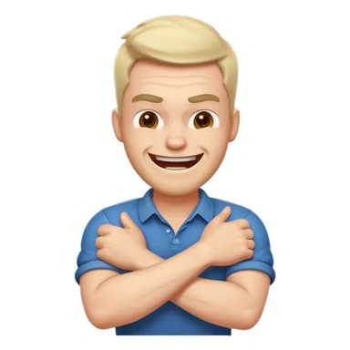 arms crossed around neck angry laughing guy sticker