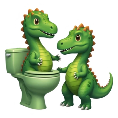 Skibidi toilet holding hands with a dinosaur ￼ sticker