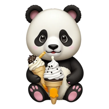 Panda eating ice cream with gun sticker