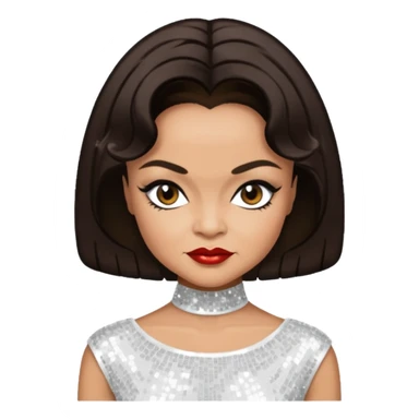 Eartha Kitt with dark brown hair, white sequin outfit sticker