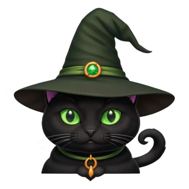 черная кошка в ведьминской шляпе sticker