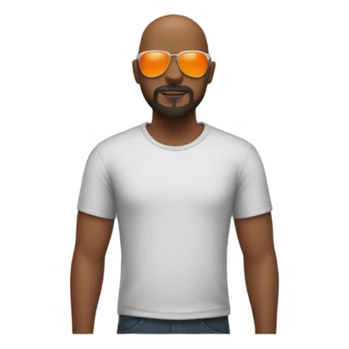 Black man with a Bald head, sunglasses, a goatee, a beard, and an orange tee shirt. sticker