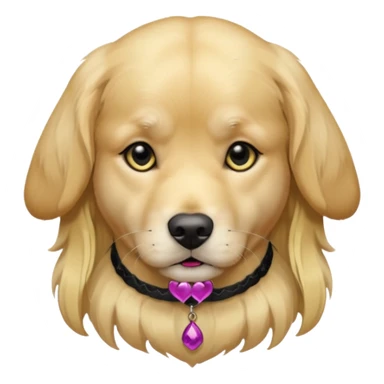 golden retriever dog wearing goth accessories, somber expression sticker