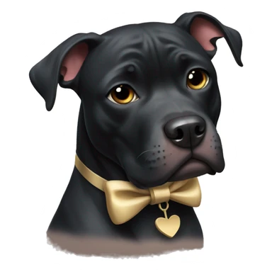 black pitbull with a bow sticker