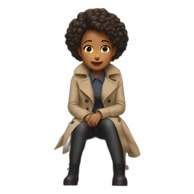 One girl sit on thé shoulders of anoteher girl and wearing one trench coat pretending to bé one person sticker