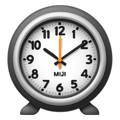 A 3D cartoon clock showing a few minutes before twelve, clean minimal background, Memoji-style. sticker