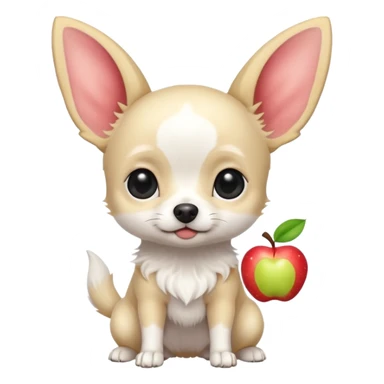 Apple head white Chihuahua with black dots. Big ears and big eyes. Full body sticker