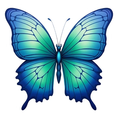 Gradient iridescent indigo blue cyan green butterfly sticker