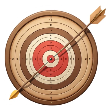 A bow with an arrow drawn back, aimed at a target with concentric rings. The background suggests a calm, outdoor archery range, emphasizing the precision, focus, and skill required in archery as a competitive sport. sticker