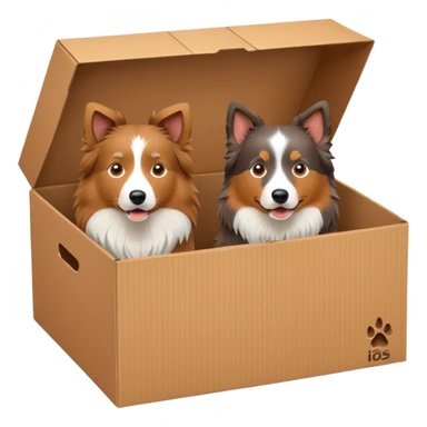 Shetland sheepdog and Australian shepherd in a box sticker