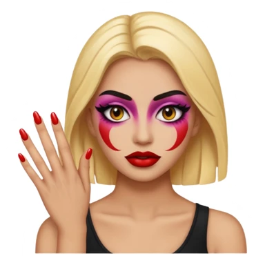 A baddie emoji with makeup and nails sticker
