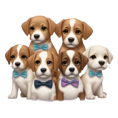 A group of puppies attending a wedding sticker
