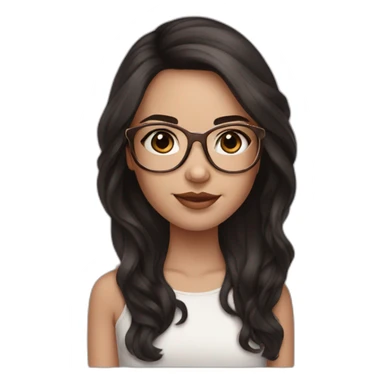 young white girl with rose gold glasses and black to brown hair sticker
