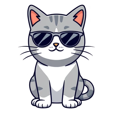 Grey Cat with sunglasses sticker