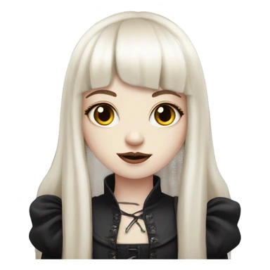 pale skinned girl with long ruby hair with fringe bangs and is in gothic outfit sticker