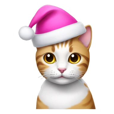 Cat wearing pink Christmas hat sticker