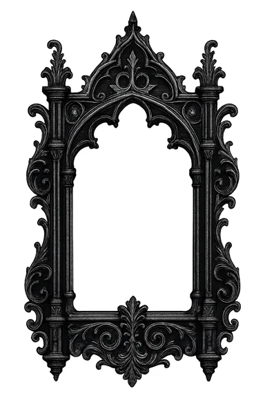 gothic ornate frame, black and silver, no background sticker